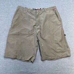 Vintage Quiksilver Shorts Mens 36 Brown Tan Zip Cargo Bermuda Relaxed Surf Skate